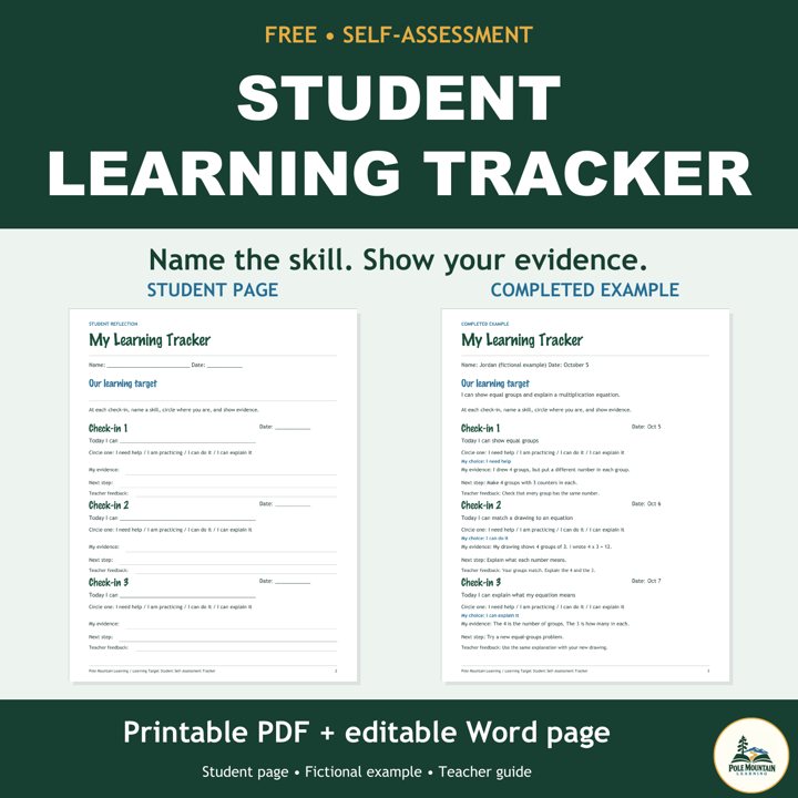 Cover of Learning Target Student Self-Assessment Tracker